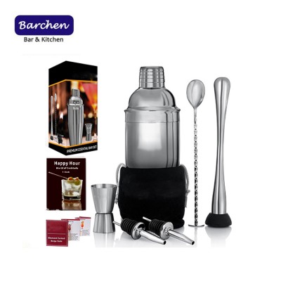 High quality Amazon hot selling stainless steel cocktail shaker set and bartender kit